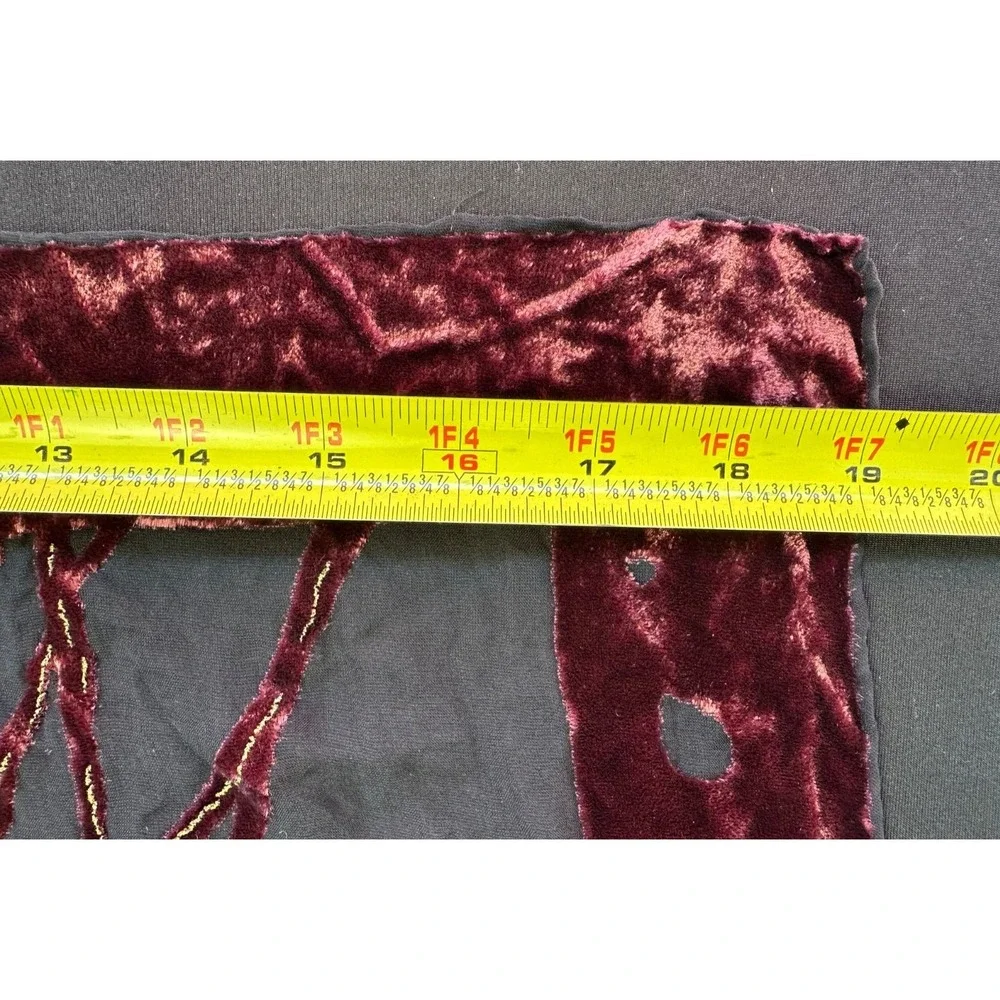 Leidi Lancetti Velvet Silk Burnout Scarf L Rectangle Rich Red Shimmering Gold‎